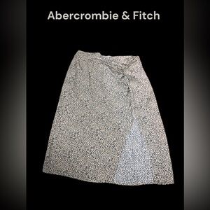 Abercrombie & Fitch Animal Print Faux Wrap Skirt w/Split Black Beige XL